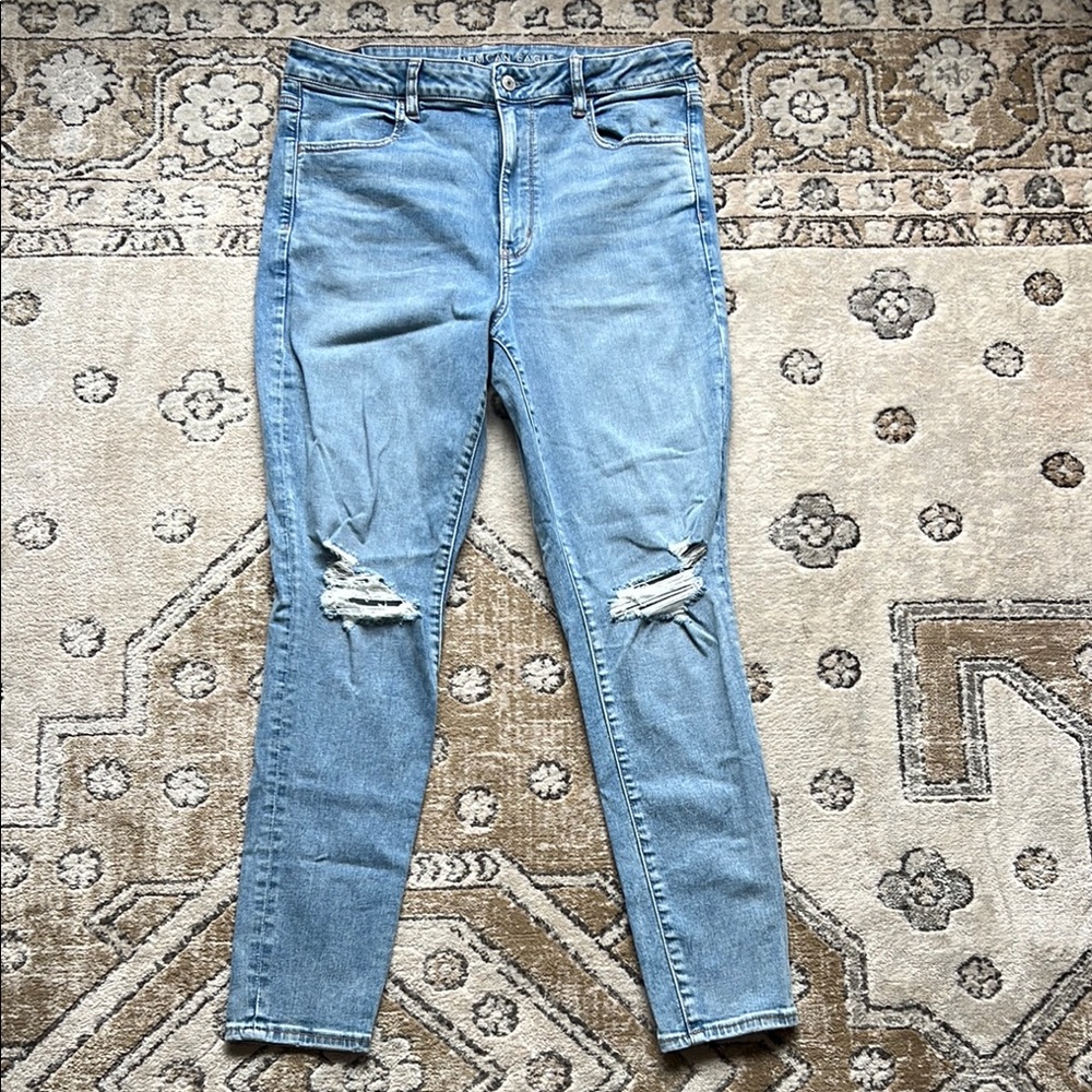 American Eagle Outfitters Blue Skinny Jeans Distressed Style